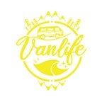 Vanlife Karavan Sticker 17x17 Cm Sarı