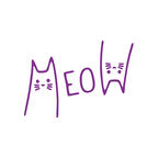 Meow Kedi Sticker 17x17 Cm Mor
