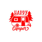 Happy Camper Sticker 17x17 Cm Kırmızı
