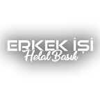 Erkek İşi Helal Basık Sticker 17x17 Cm Beyaz