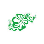 Hibiskus Çiçeği Sticker 17x17 Cm Yeşil