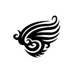 Kanat Tribal Sticker 17x17 Cm Siyah