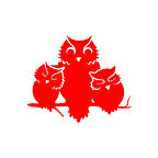 Sevimli Baykuşlar Sticker 17x17 Cm Kırmızı