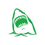 Köpek Balığı Sticker 17x17 Cm Yeşil