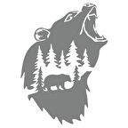 Doğa ve Ayı Sticker 17x17 Cm Gri