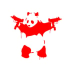 S*lahlı Panda Sticker 17x17 Cm Kırmızı