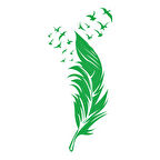 Tüyden Uçan Kuşlar Sticker 17x17 Cm Yeşil