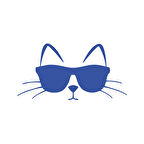 Güneş Gözlüğü Takan Kedi Araba Sticker 17x17 Cm Mavi