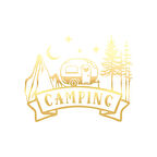Camping Araba Sticker  17x17 Cm Gold