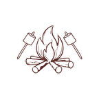 Kamp Ateşi Araba Sticker 17x17 Cm Kahverengi