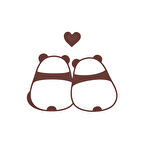 Panda Çifti Araba Sticker 17x17 Cm Kahverengi