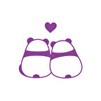 Panda Çifti Araba Sticker 17x17 Cm Mor