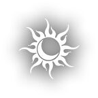 Güneş Ay Araba Sticker 17x17 Cm Beyaz