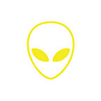 Uzaylı Kafası Araba Sticker 17x17 Cm Sarı