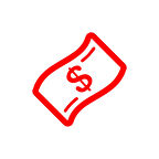 Dolar Banknot Araba Sticker 17x17 Cm Kırmızı