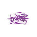Mustang Araba Silüet Sticker 17x17 Cm Mor