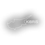 Kıbrıs Harita Araba Sticker 17x17 Cm Beyaz