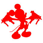 Uzi Tutan Mickey Mouse Araba Sticker 17x17 Cm Kırmızı