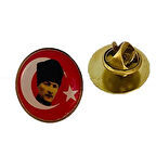 Atatürk Kalpaklı Bayrak Yaka Rozeti (35'Adet) 20 mm 