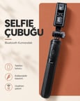 Bluetooth Kumandalı Katlanabilir Selfie Çubuğu ve Telefon Tutucu