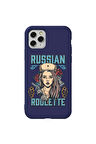 Iphone 11 Pro Max Lacivert Renkli Silikon Telefon Kilifi - Russian Girl