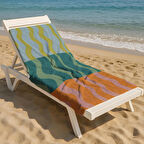 Retro Renk Bloklu Dalga Desenli Plaj Havlusu – Vintage Yaz Stili