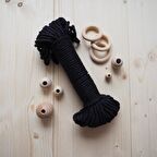 5mm 3 Büküm Pamuk Halat İp SİYAH