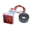 Ac 20-500v 100a Kare Dijital Voltmetre Ampermetre 220v Kırmızı Panel Montaj Led Gösterge Ekran Akım