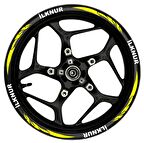 ÖZEL YAZILI İSTEĞE GÖRE Ön/Arka Takım BEYAZ yazılı  SARI Pençe Şerit Jant Şeridi Sticker