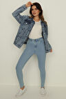 Kadın Cepli Oversize Denim Ceket
