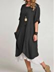 Barbora Yazlık Günlük Tasarım Kadın Elbise bt263siyah