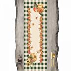 Yeşil Krem Ekose Desenli Balkabağı Ranır - Runner