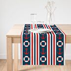 Deniz Konseptli Çizgili Çapa Ranir & Runner