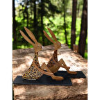 Ahşap Tavşan Ailesi, Tavşan Sofra Sunumu, Çocuk Odası Dekor, Dekoratif Obje 15