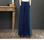 Barbora Keten Günlük Pantolon Beli Lastikli Bağcıklı Ln12lacivert2