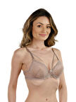STORMED Iç Giyim Kadın Dantelli Çapraz Askı Detaylı Destekli Sütyen Vizon 150