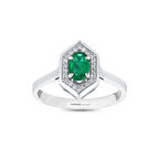 0.11 Karat Zümrüt Taşlı Pırlanta Yüzük