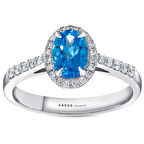 0.20 Karat Mavi Topaz Taşlı Pırlanta Yüzük