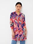 Desenli Uzun Kollu Vual Kadın Gömlek Tunik