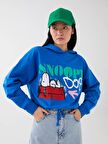 Snoopy Baskılı Uzun Kollu Kadın Hoodie