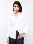 Düz Uzun Kollu Poplin Kadın Gömlek