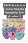 GMŞ Fiyonklu Asorti Karışık Renk ve Model 3lü Kız Slip Set 3091