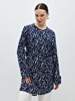 Bisiklet Yaka Desenli Kadın Gömlek Tunik