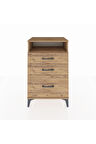 Hyperion Komodin Tek Raflı 3 Çekmeceli 60x44x96 Çam-Çam