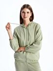 Kapüşonlu Oversize Kadın Fermuarlı Sweatshirt