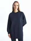 Bisiklet Yaka Düz Uzun Kollu Kadın Sweatshirt Tunik
