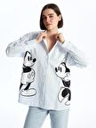 Mickey ve Minnie Mouse Baskılı Uzun Kollu Kadın Gömlek