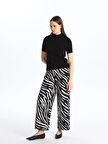 Beli Lastikli Rahat Kalıp Desenli Kadın Pantolon