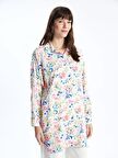 Desenli Uzun Kollu Oversize Kadın Gömlek Tunik