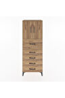 Hyperion Dolap 2 Raflı 5 Çekmeceli 2 Kapaklı 60x44x163 Çam-Çam